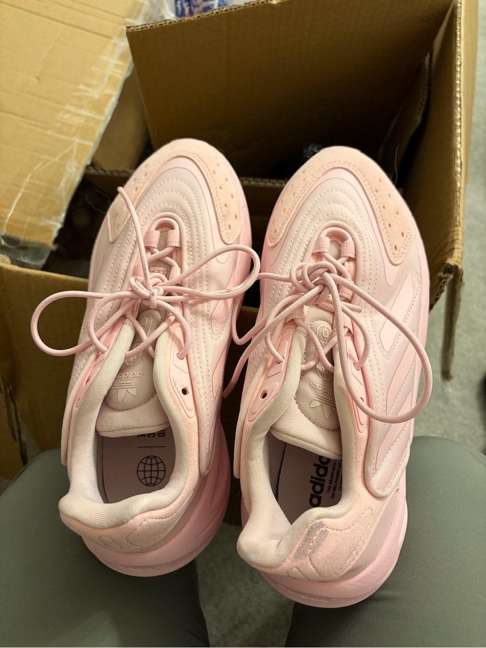 adidas Womenโs or Kids Pastel Pink Low-Top Sneakers
